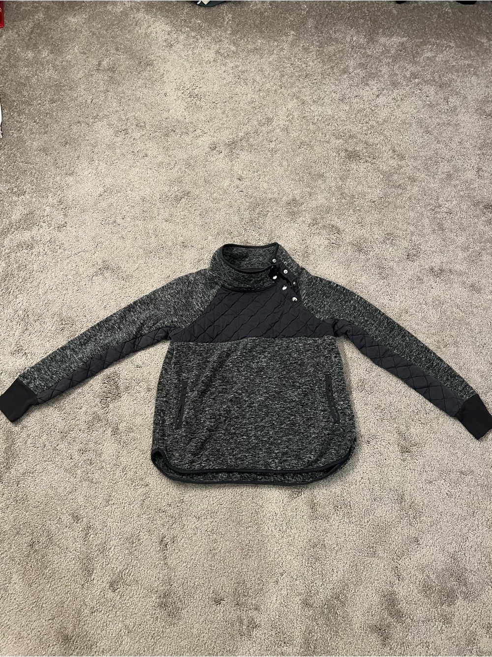 Abercrombie Cozy Quilted Mock Neck Pullover Sweater - Charcoal